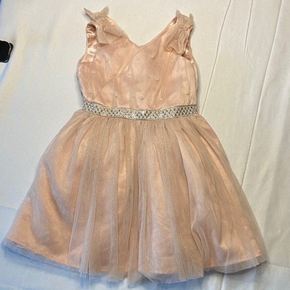 Harlow & Rose Kids Blush Pink‎ Glitter Tulle Pearl Dress 18M Preloved